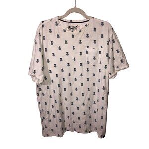 Original MBX Pineapple Print T-Shirt Mens XXL White Blue Short Sleeve Round Neck